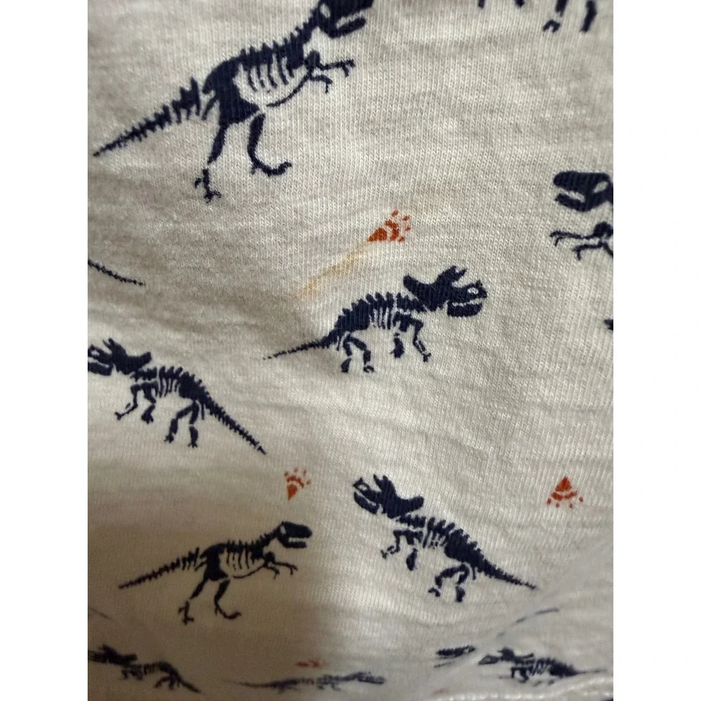 Craft+Flow Boys Dinosaur‎ Skeleton Print Pocket Tee Oatmeal Navy Size 7